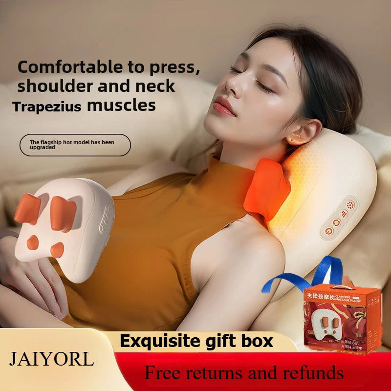 Trapezius Massage Pillow Wireless Electric Car Home Massager Heating Waist Neck Leg Cervical Shiatsu Kneading Rechargeable